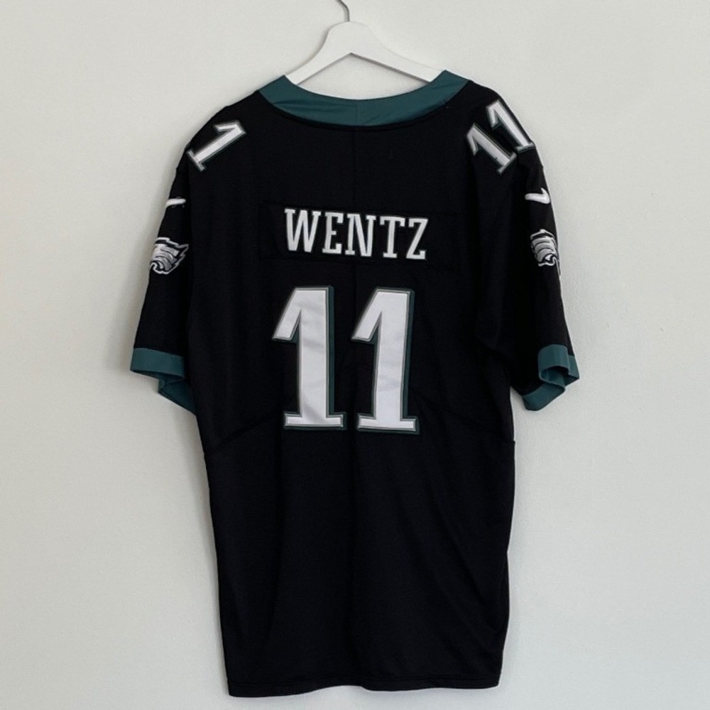 Nike Philadelphia Eagles Carson Wentz 11 NFL 100 Black Jersey Mens XL Stitched - Picture 2 of 16